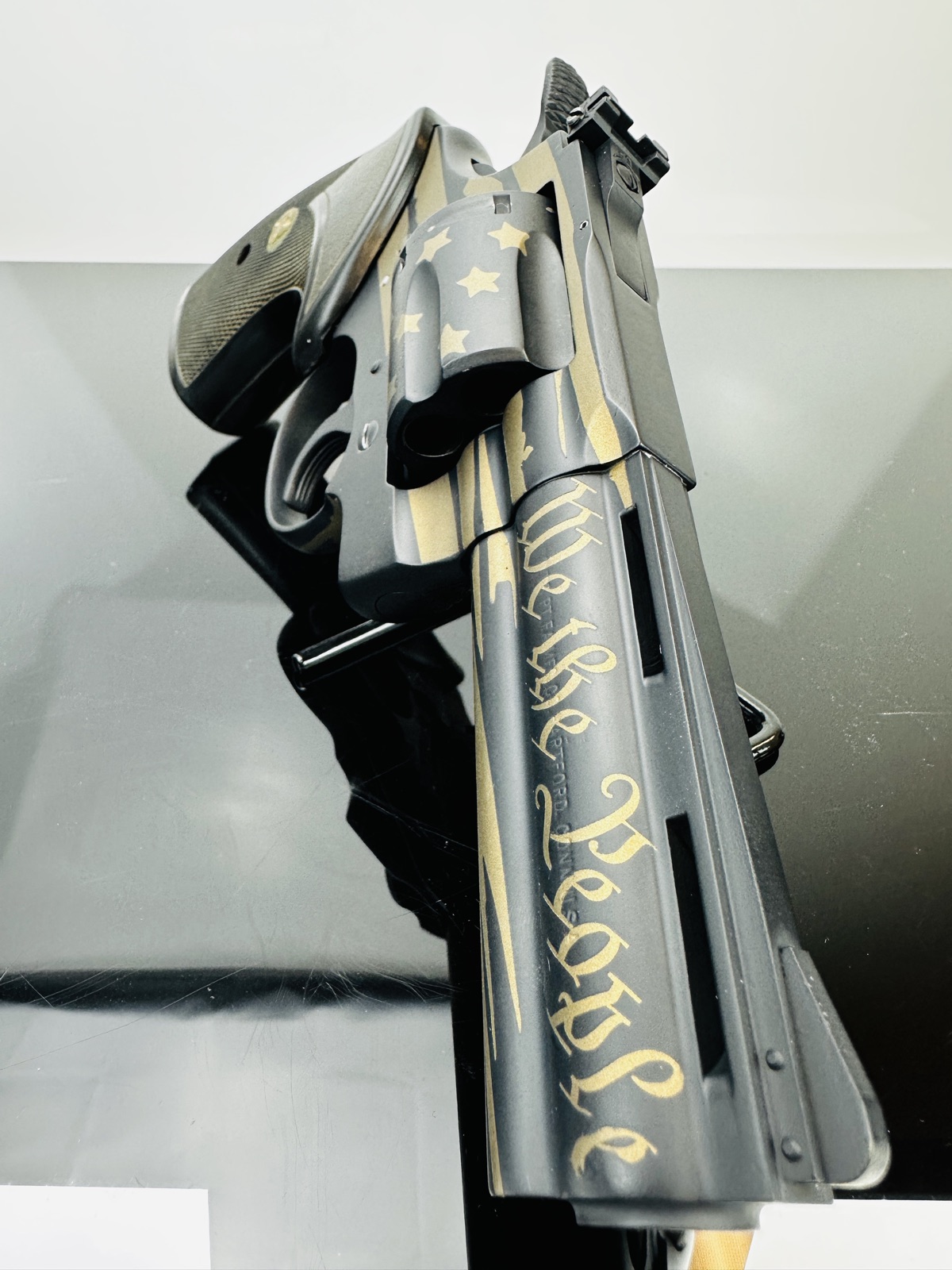 Colt Python .357 revolver with We The People gold flag Cerakote finish