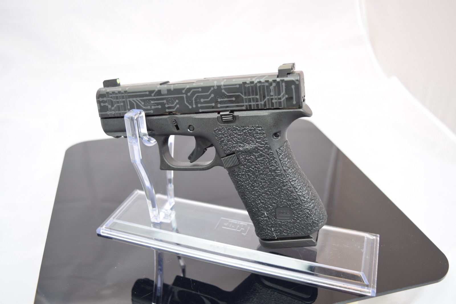 Glock 43X with Circuit Board slide pattern in Cerakote