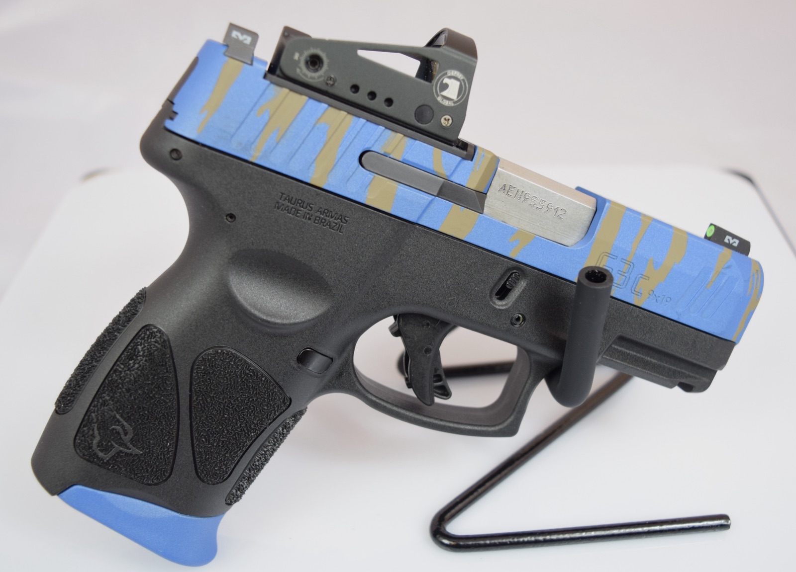 Taurus G3c with Blue Tiger stripe Cerakote finish